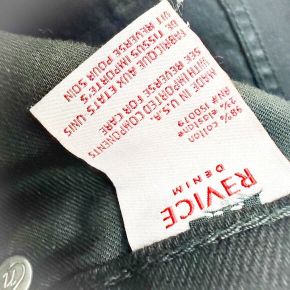 Revice Long Zipper Front Black Denim Distressd Straight Jean Size 28 NWT - Picture 7 of 8